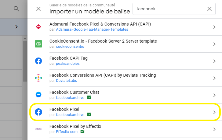 balise facebook pixel gtm